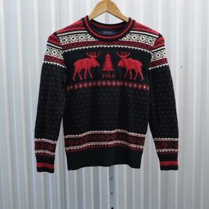 Polo Ralph Lauren Youth Unisex M (10-12) Sweater Fairlsle Holiday Winter Moose